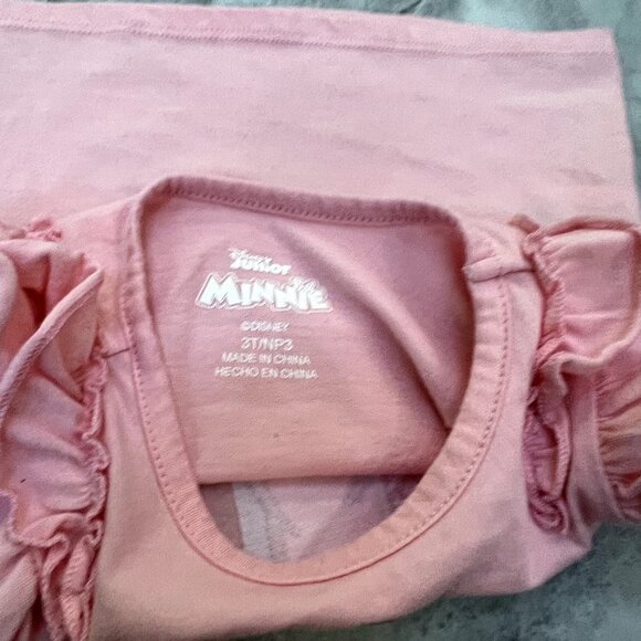 Disney Jr Top Girls Size 3T Pink Ruffle Sleeve Minnie‎ Mouse Tee Shirt - Picture 4 of 4